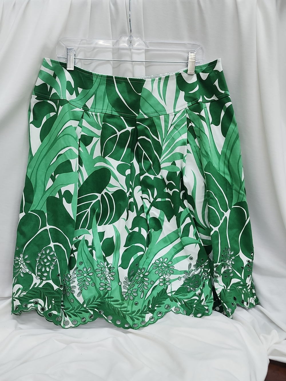 Positive Attitude Green Tropical Leaf Print Skater Skirt